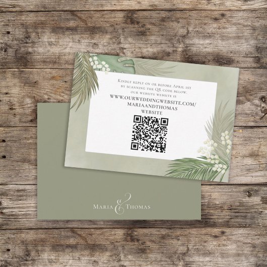 Boho Palm Verlasse botanische Foliage QR Code UAWG Begleitkarte