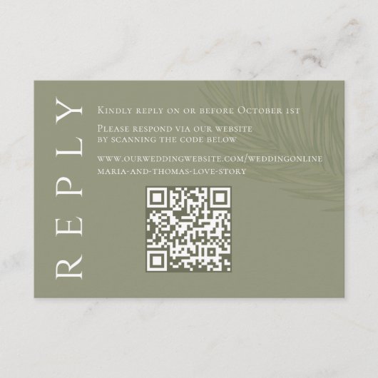 Boho Palm Verlasse botanische Foliage QR Code UAWG Begleitkarte (Vorderseite)