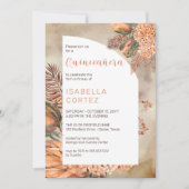 Boho Palm Verlasse Hydrangea Blooms 15. Quinceañer Einladung (Vorderseite)