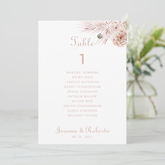 Boho Palm Verlasse Tischnummer 1 Seating Charts (Stehend Vorderseite)