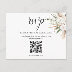 Boho Pampa Grasblätter Hochzeit RSVP Beilage Auto Begleitkarte