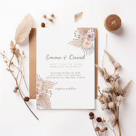 Boho Pampas and Blush Rose Wedding Invitation Einladung