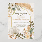 Boho Pampas Arch Baby Dusche Folieneinladung (Vorderseite)