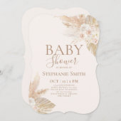 Boho Pampas Baby Shower Girl Einladung (Vorne/Hinten)