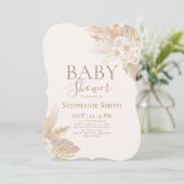 Boho Pampas Baby Shower Girl Einladung (Stehend Vorderseite)