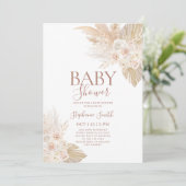 Boho Pampas Baby Shower Girl Einladung (Stehend Vorderseite)