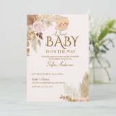 Boho Pampas Baby Shower Invitation (Stehend Vorderseite)