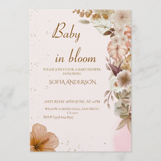 Boho Pampas Baby Shower Invitation ,Neutral Modern Einladung (Vorderseite)