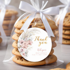 Boho Pampas Babydusche Danke, Aufkleber