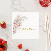 Boho Pampas Babydusche Napkins Pink Girl Serviette (Beispiel)