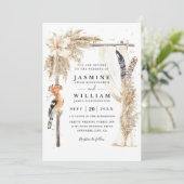 Boho Pampas Baldachin Elegante QR-Code-Hochzeit Einladung (Stehend Vorderseite)