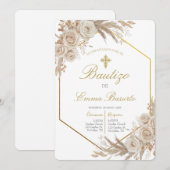 Boho pampas Baptism  Einladung (Vorne/Hinten)