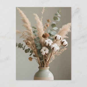 Boho-Pampas-Baumwolle-Eukalyptus-Neutrales Florale Postkarte
