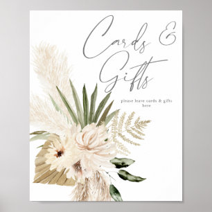 Boho Pampas & Beige Blumenkarten & Geschenke Unter Poster