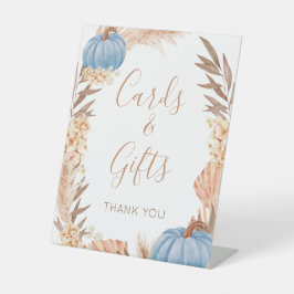 Boho Pampas blue Pumpkin cards & gifts sign Sockelschild