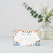 Boho Pampas Blue Pumpkin diaper raffle Begleitkarte (Stehend Vorderseite)