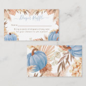 Boho Pampas Blue Pumpkin diaper raffle Begleitkarte (Vorne/Hinten)