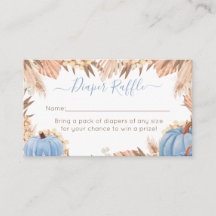 Boho Pampas Blue Pumpkin diaper raffle