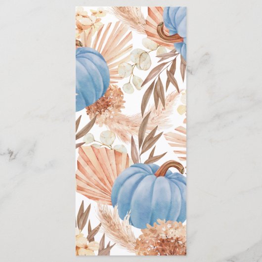 Boho Pampas blue Pumpkin  Menükarte (Rückseite)