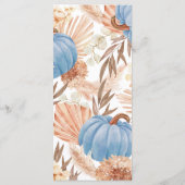 Boho Pampas blue Pumpkin religious Menükarte (Rückseite)