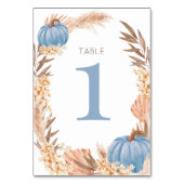 Boho Pampas blue Pumpkin Table number Tischnummer (Rückseite)