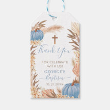 Boho Pampas Blue Pumpkin Taufe Tags