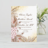 Boho Pampas Blume Grass Wedding Einladung (Stehend Vorderseite)