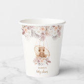 Boho Pampas Blume Teddy Bear Babydusche Pappbecher (Rückseite)