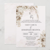 Boho-Pampas-Blumen-Hochzeit Einladung (Vorne/Hinten)