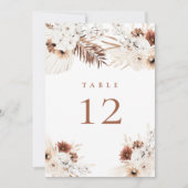 Boho Pampas Blumen Tischnummer (Vorderseite)
