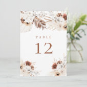 Boho Pampas Blumen Tischnummer (Stehend Vorderseite)