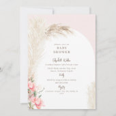 Boho Pampas Blush Baby Dusche Einladung (Vorderseite)