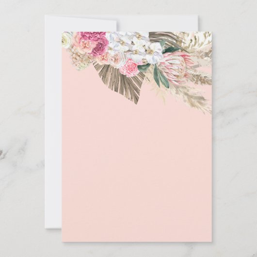 Boho Pampas Blush Brautparty Einladung (Rückseite)