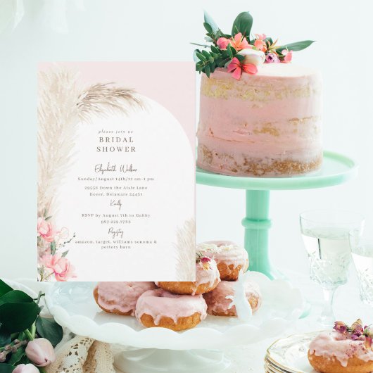 Boho Pampas Blush Brautparty Einladung