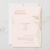 Boho Pampas Blush mit Hochzeit Einladung (Vorderseite)