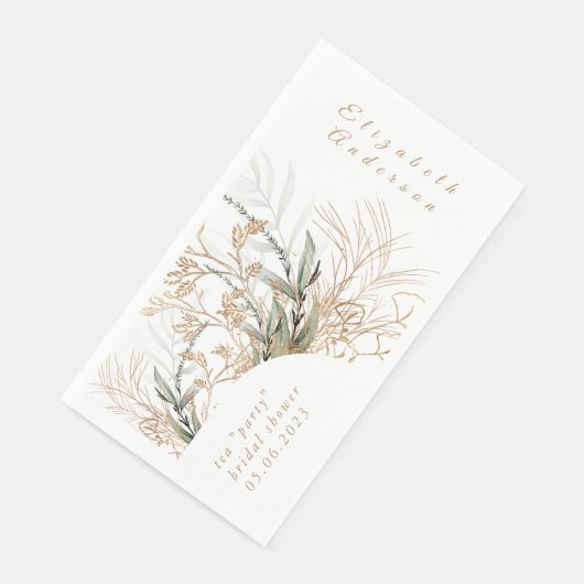 Boho Pampas Blush Weißes Eukalyptus-Brautparty Serviette (Ecke)