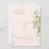 Boho Pampas Blush White Hydraneas Wedding Einladung (Vorderseite)