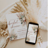 Boho Pampas Brautparty-Einladung Rust Greenery Einladung