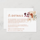 Boho Pampas Burnt Orange Wedding Details Card Begleitkarte (Vorne/Hinten)