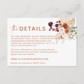 Boho Pampas Burnt Orange Wedding Details Card Begleitkarte (Vorderseite)