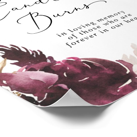 Boho Pampas Candle Burns Memorial Poster (Ecke)