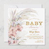 Boho Pampas Chic Baby Shower Einladung für Mädchen (Vorderseite)
