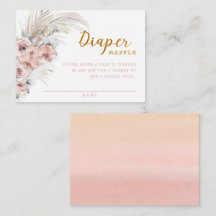 Boho Pampas Diaper Raffle Card