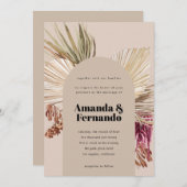 Boho Pampas Dried Blätter Wüstenarm Wedding Einladung (Vorne/Hinten)