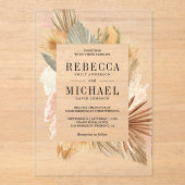 Boho Pampas Dried Palm Wedding Acryleinladungen (Vorderseite)