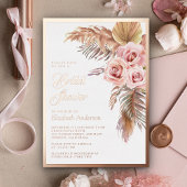 Boho Pampas Dusty Pink Brautparty Rose Gold Folieneinladung