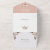Boho Pampas Dusty Pink Floral Wedding All In One Einladung (Außenbereich)