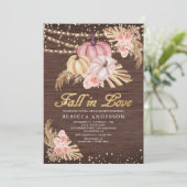 Boho Pampas Dusty Pink Pumpkin Wood Brautparty Einladung (Stehend Vorderseite)