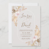 Boho Pampas Einladung zur Hochzeit (Vorderseite)