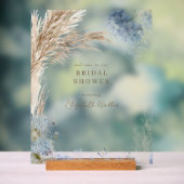 Boho Pampas Eisblaue Brautparty Acrylschild (Neutral)